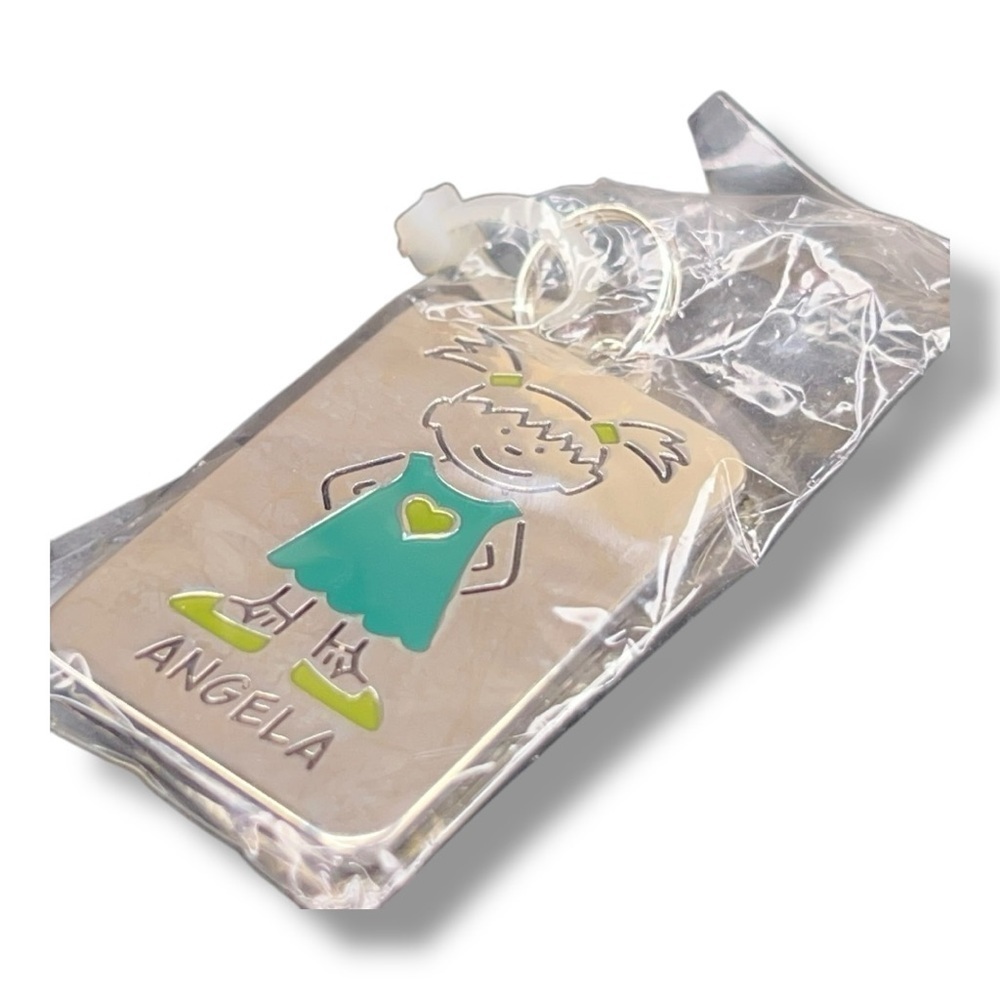 New Ganz Silver Angela Name Tag Charm Childrens Girls Gift NWT Pendant